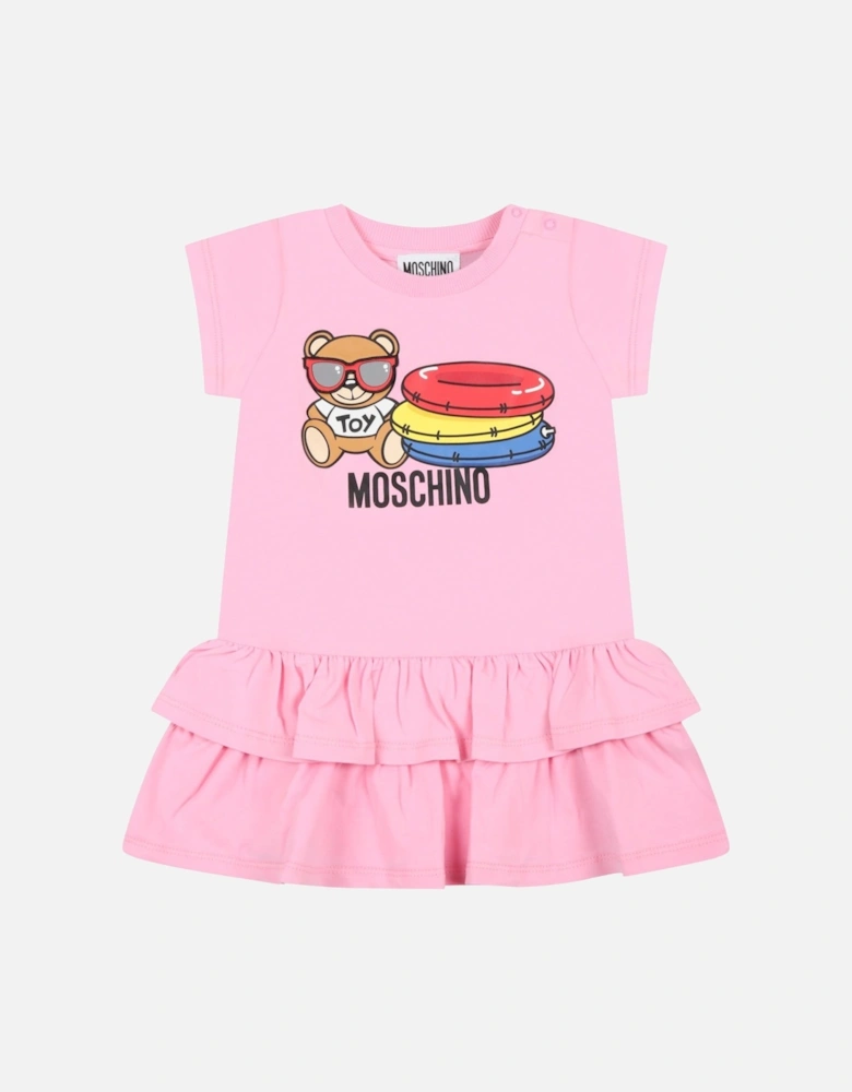 Baby Girls Bear Logo Dress Pink