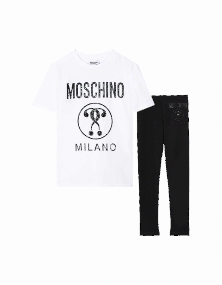 Girls Milano Diamante T-Shirt & Leggings Set Black/White