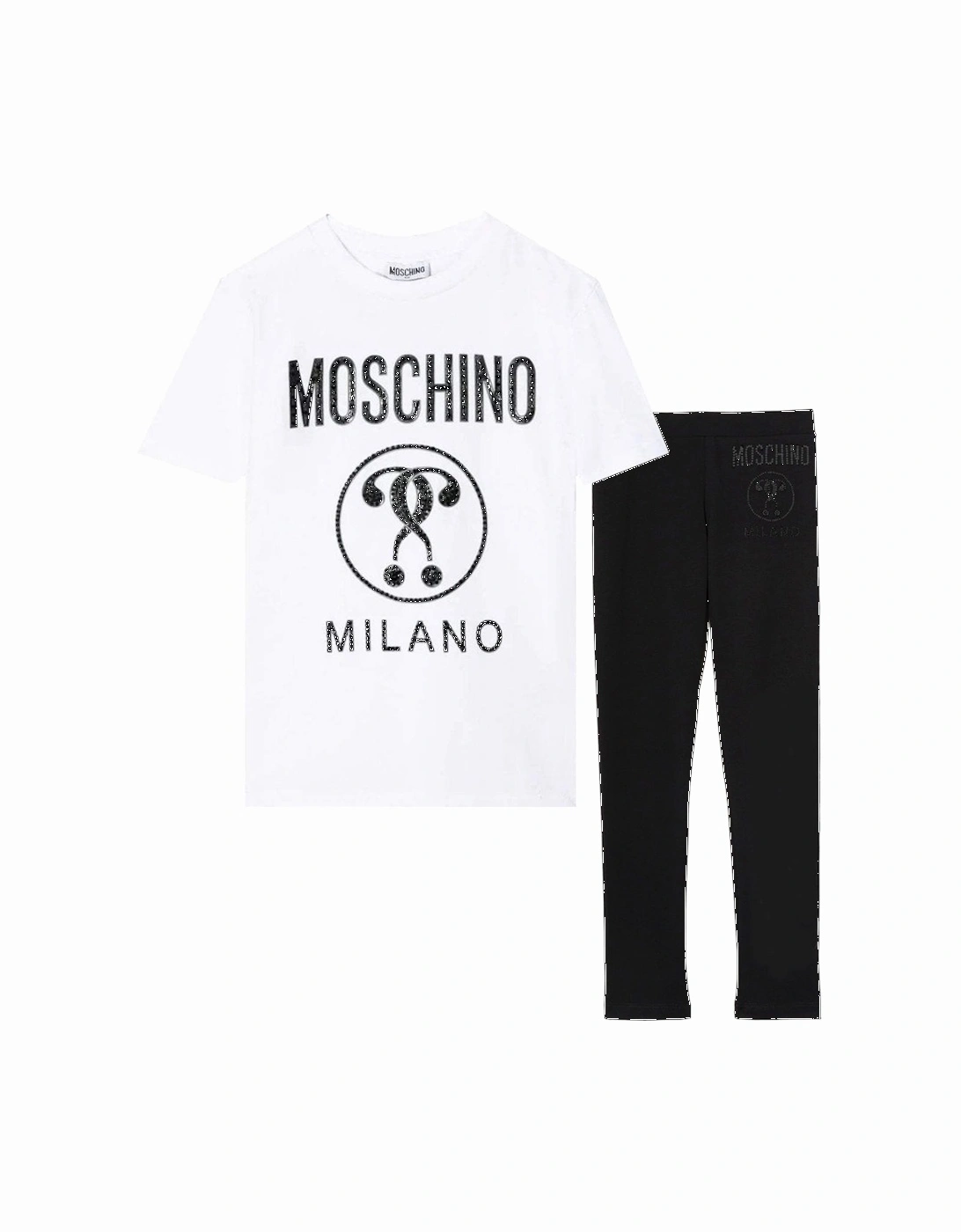Girls Milano Diamante T-Shirt & Leggings Set Black/White, 7 of 6