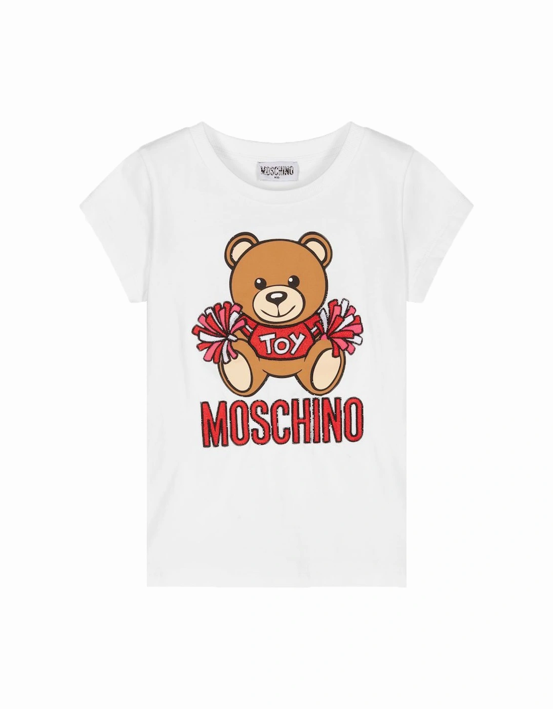 Girls Toy Bear Pom-Pom T-Shirt White, 3 of 2