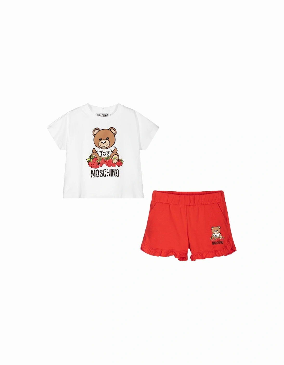 Baby Girls Bear Strawberry T-Shirt & Shorts Set White, 2 of 1
