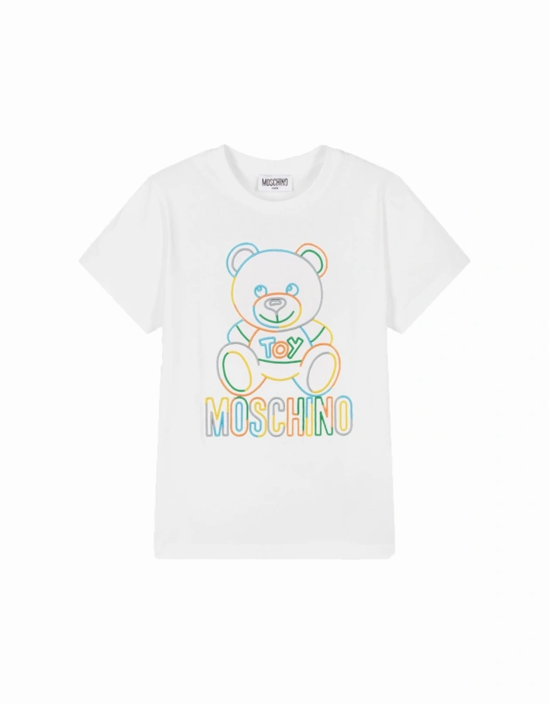 Unisex Kids Multi-Coloured Bear T-shirt White