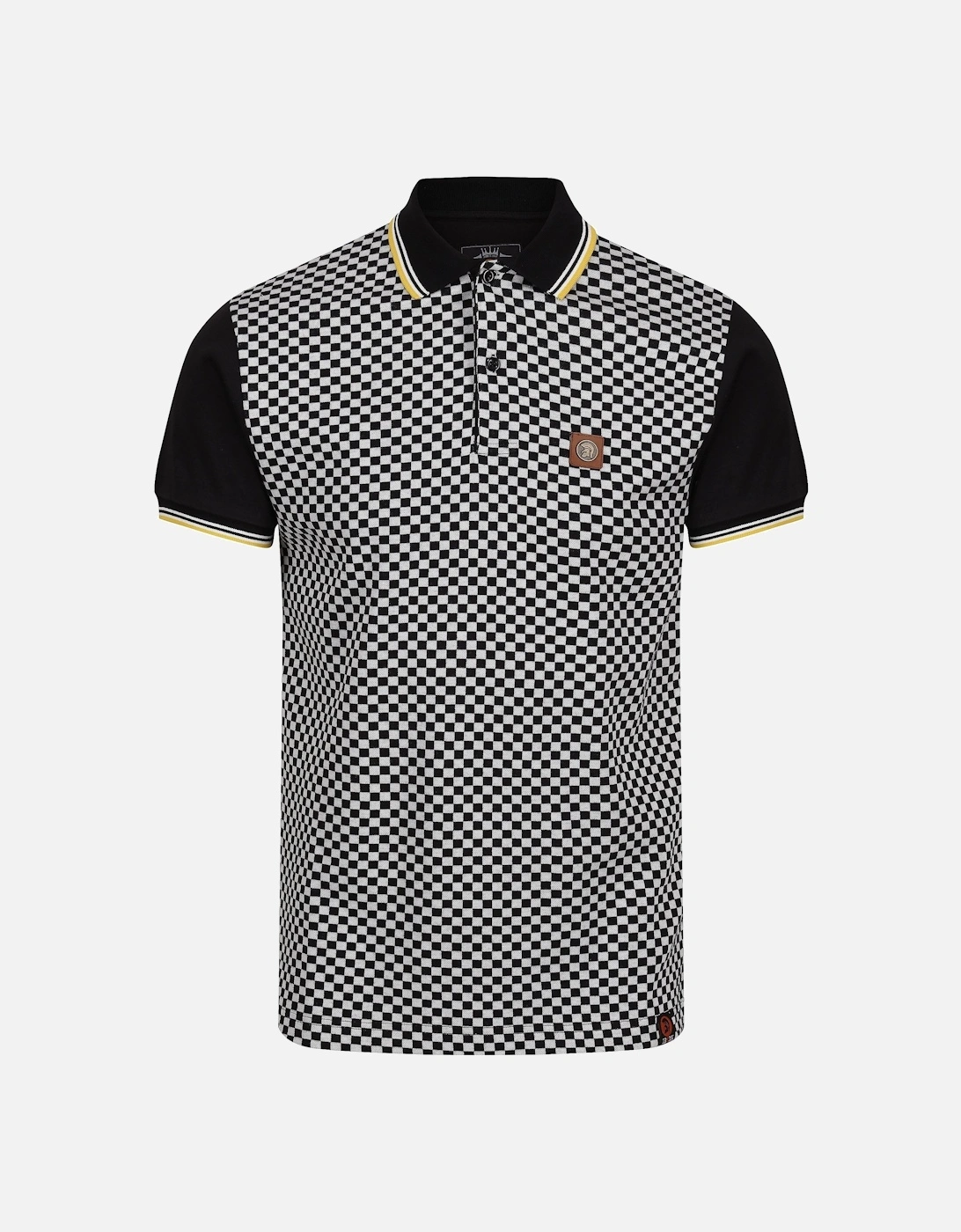 Records 2 Tone Chequerboard Short Sleeve Men's Polo Shirt | Black, 4 of 3