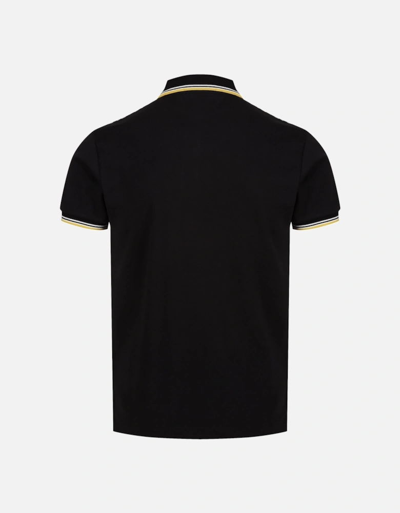 Records 2 Tone Chequerboard Short Sleeve Men's Polo Shirt | Black