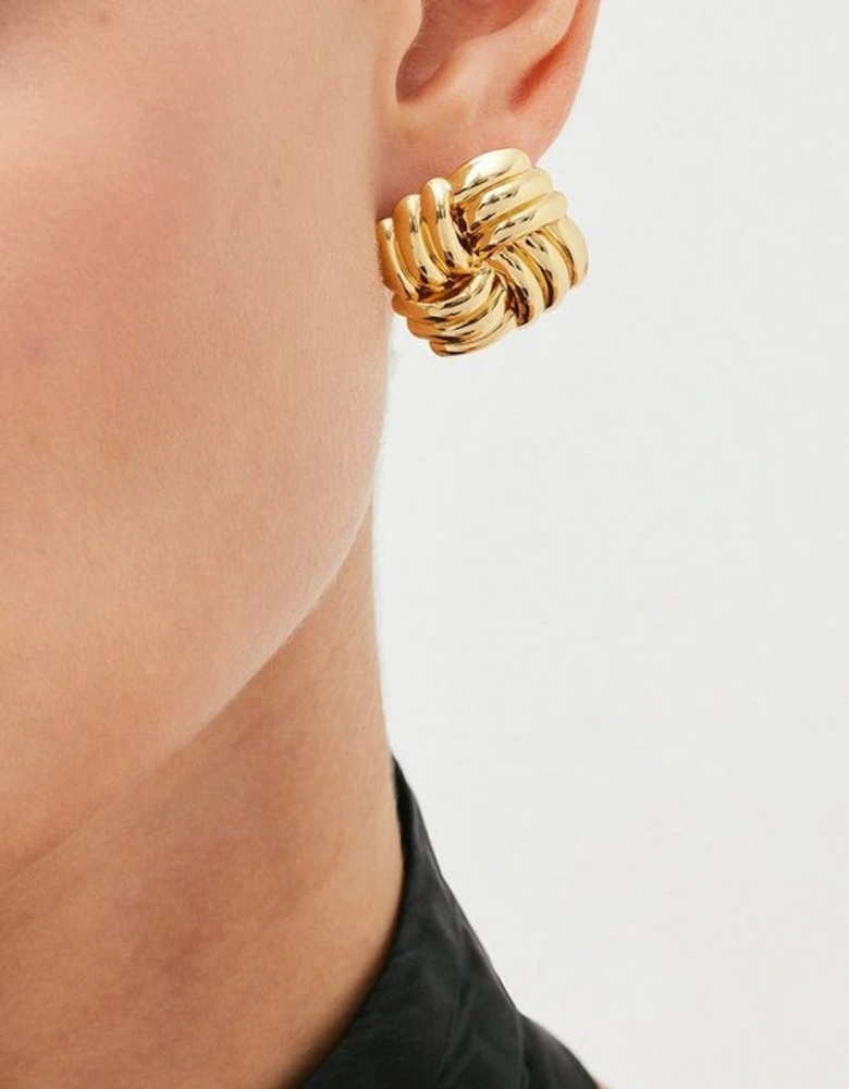 Gold Plated Quilted Stud Earrings