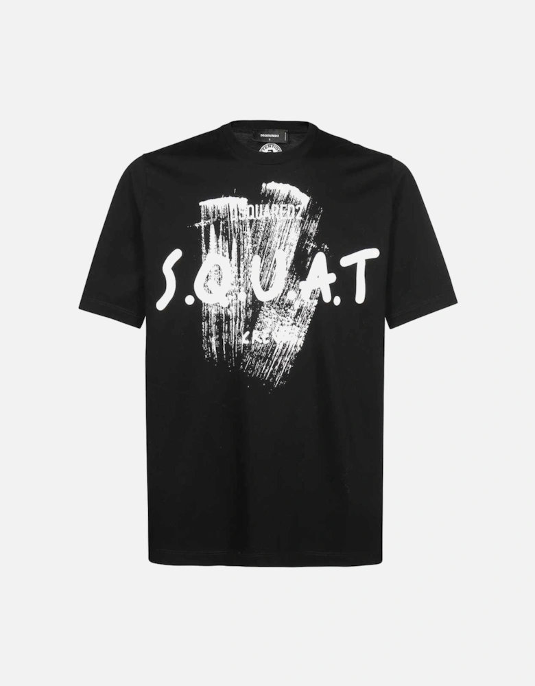 Men's Graphic Paint "S.Q.U.A.T" T-Shirt Black