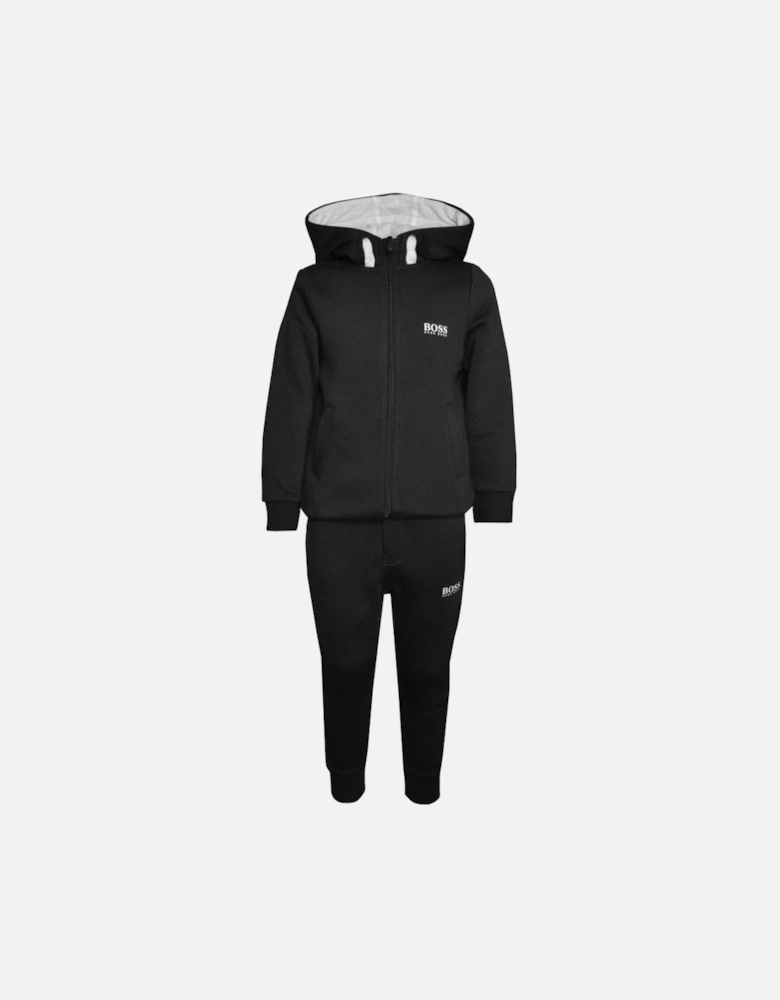 Boy's Black Hooded Tracksuit