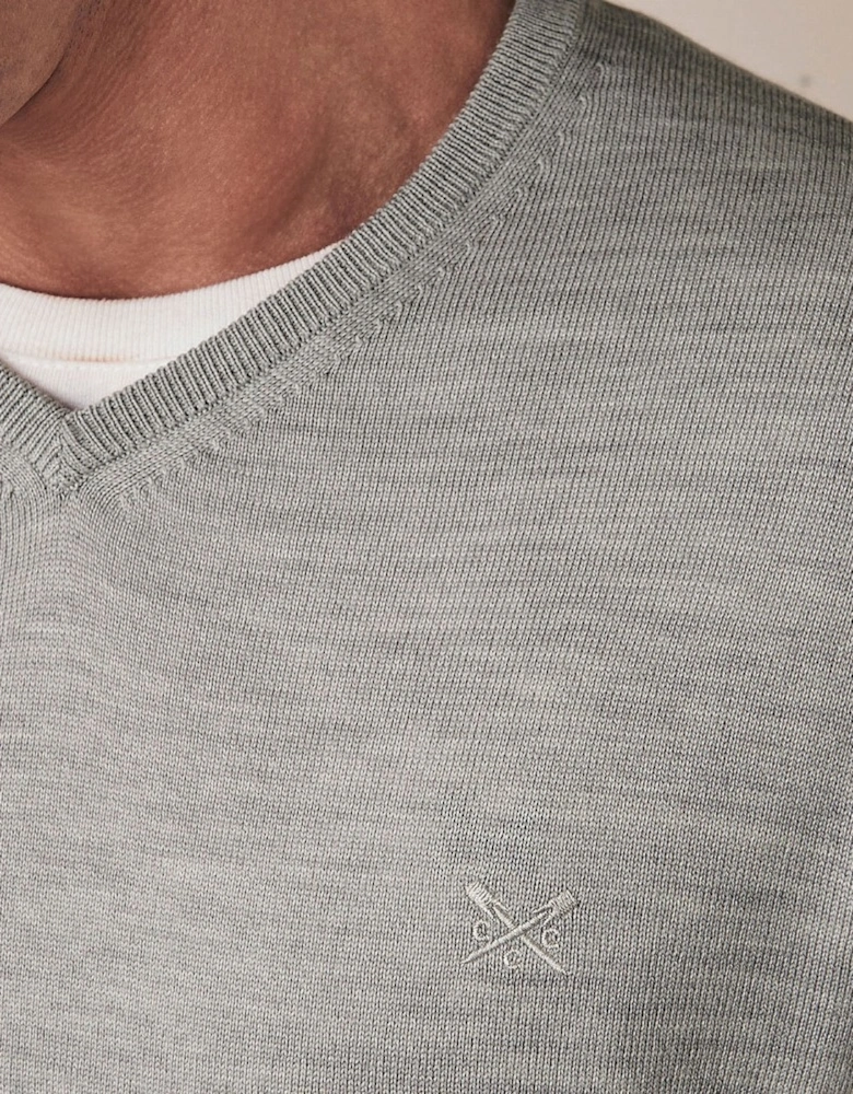 Mens Merino Wool V Neck Sweater Jumper