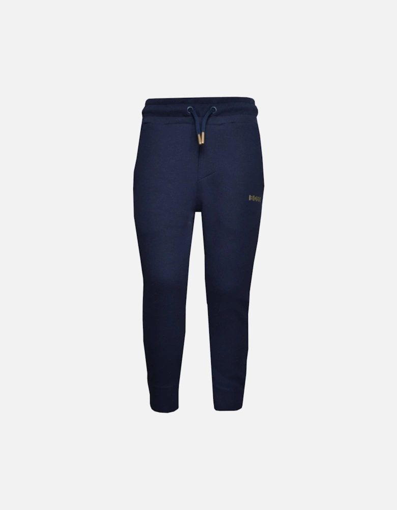 Boy's Navy Tracksuit Pants With Gold Logo