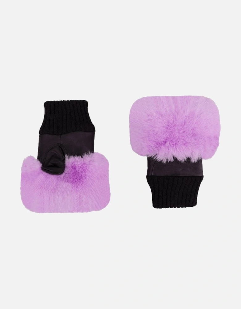 Purple Faux Fur Fingerless Gloves