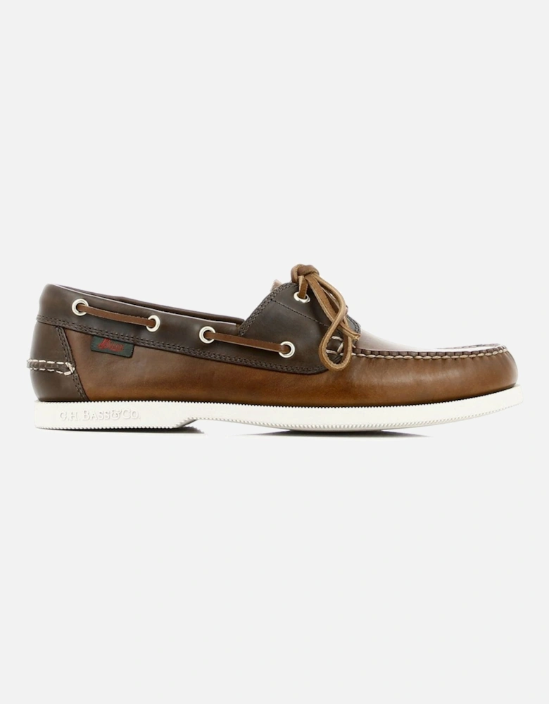 G.H. Bass Jetty II Leather Boater Mid Brown
