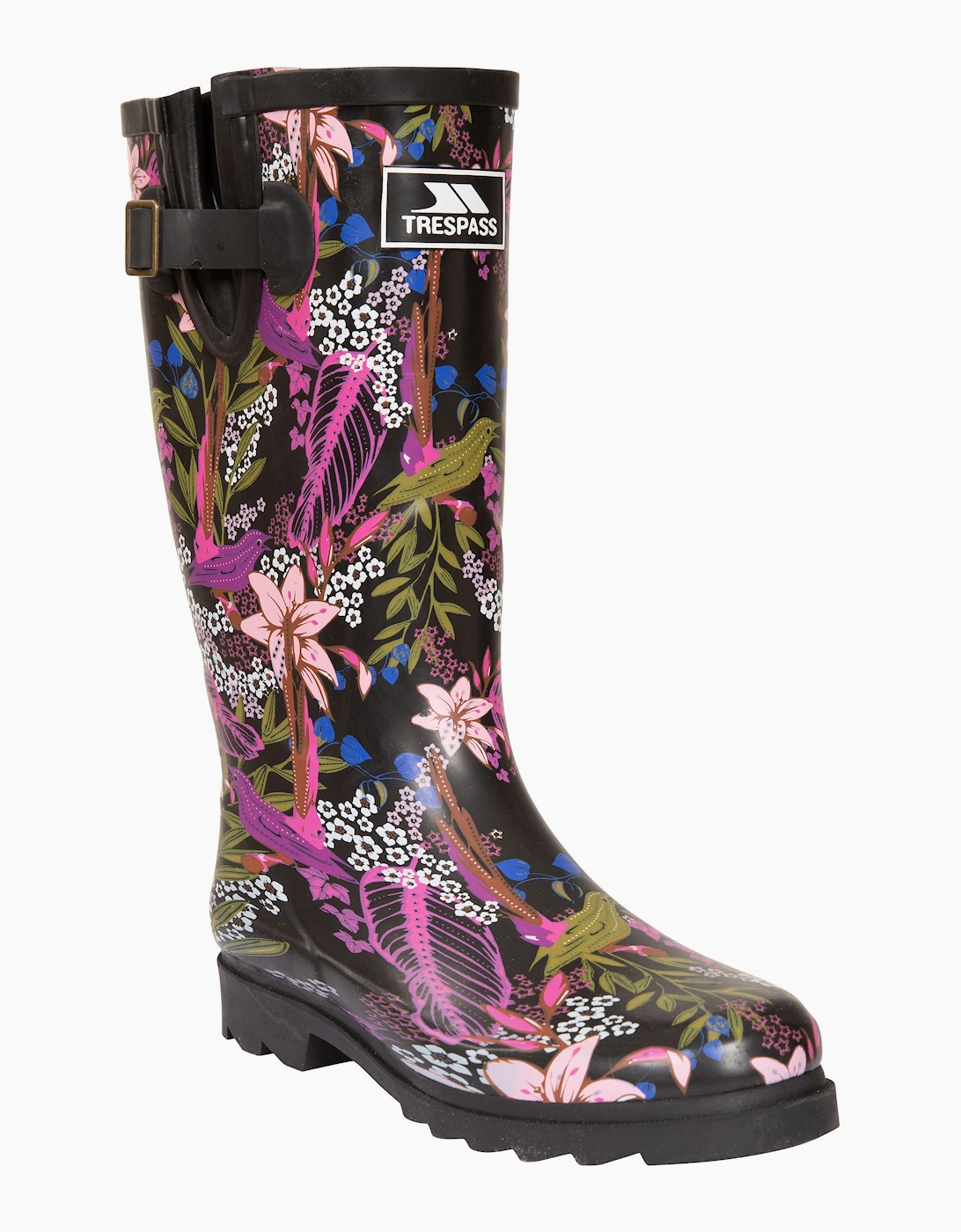 Trespass Women's Black Green Print / Elena Floral Wellington Boots - : 8 Size 8 Uk