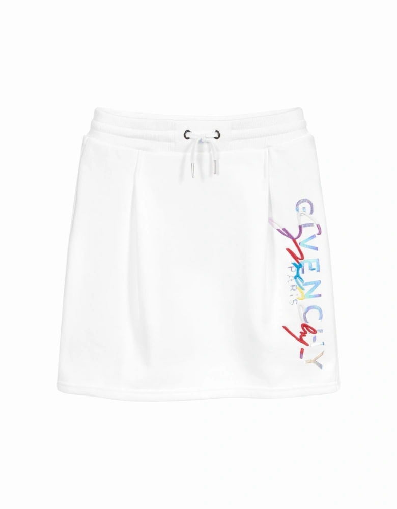 Girls Logo Print Skirt White