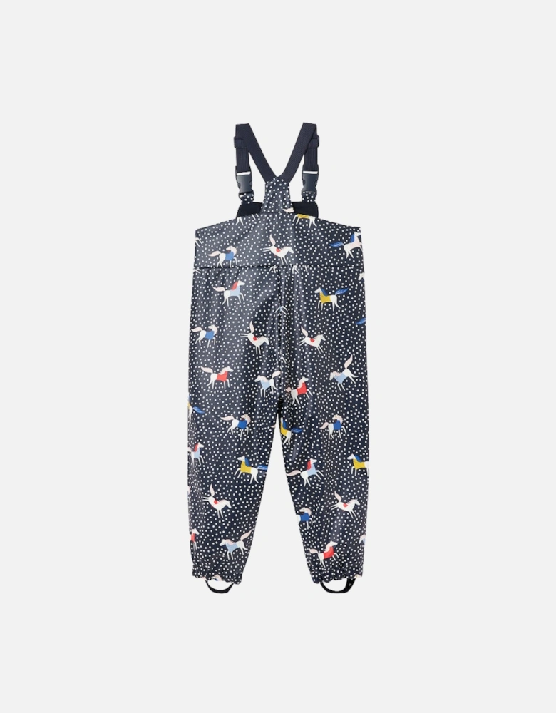 Girls Splashwell Printed Rubber Showerproof Dungarees