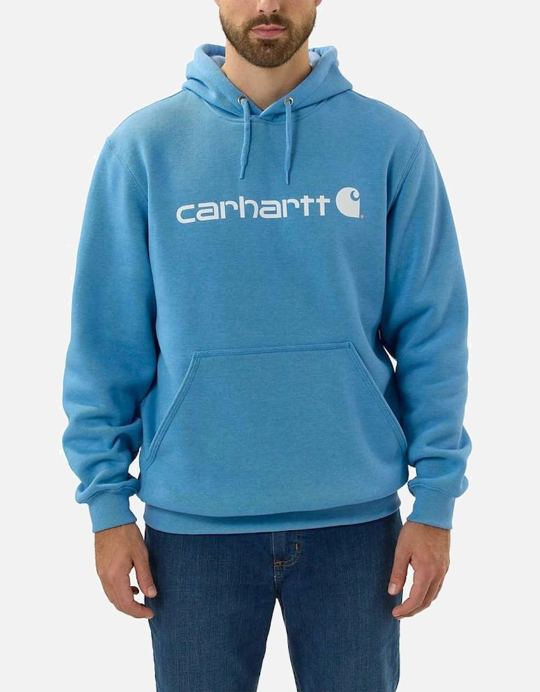 Carhartt Mens Stretchable Signature Logo Hooded Sweatshirt Top, 4 of 3