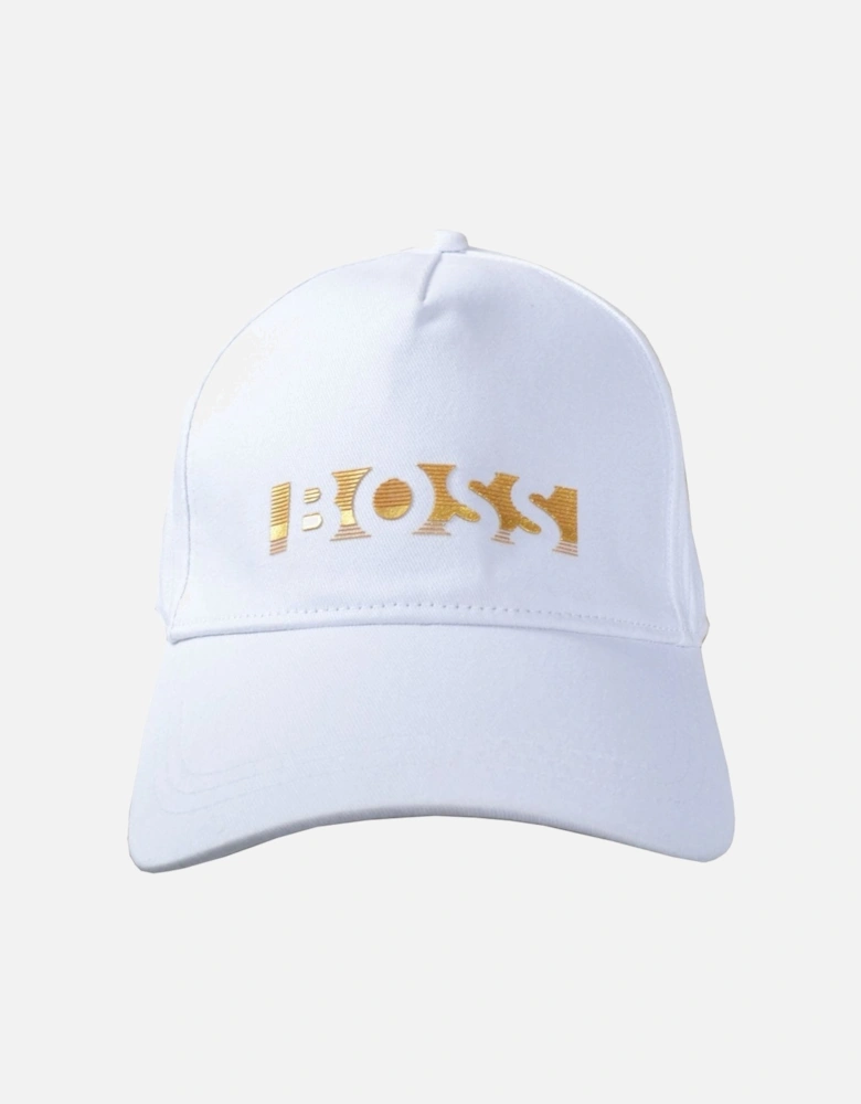 Boy's White Cap With Gold Logo