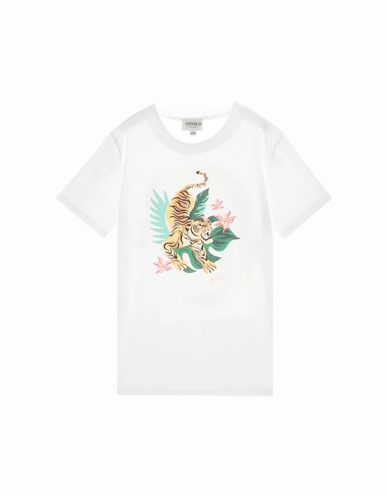 Unisex Kids Tiger T-Shirt White