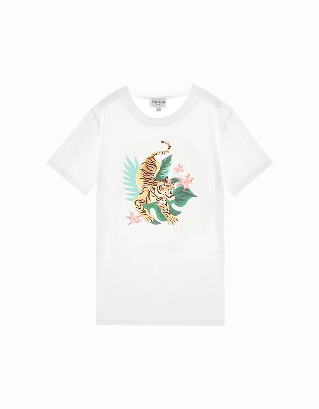 Unisex Kids Tiger T-Shirt White, 2 of 1