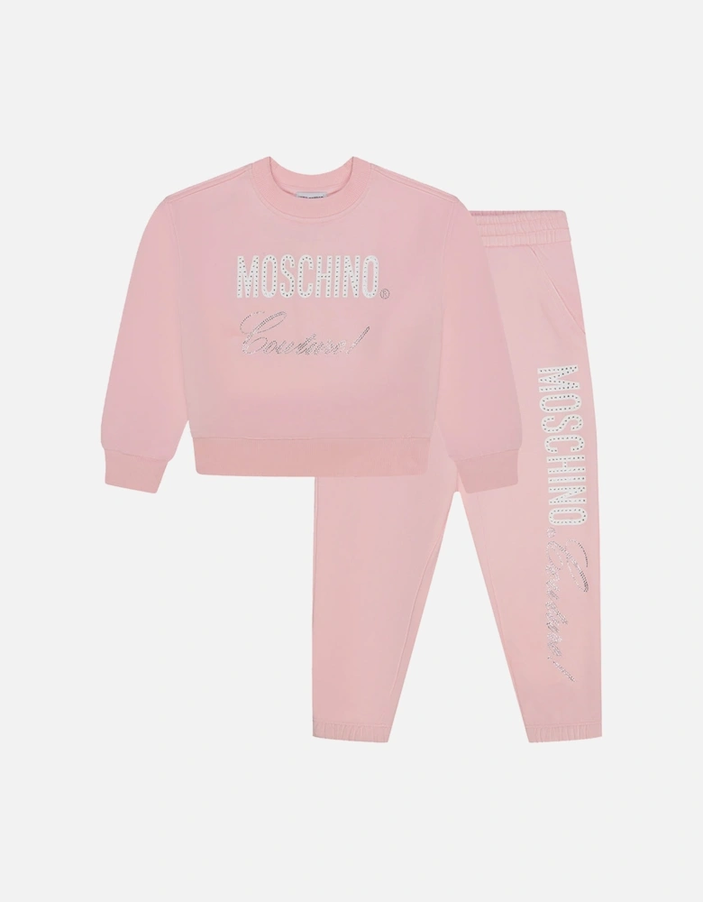 Unisex Kids Logo Cotton Tracksuit Pink