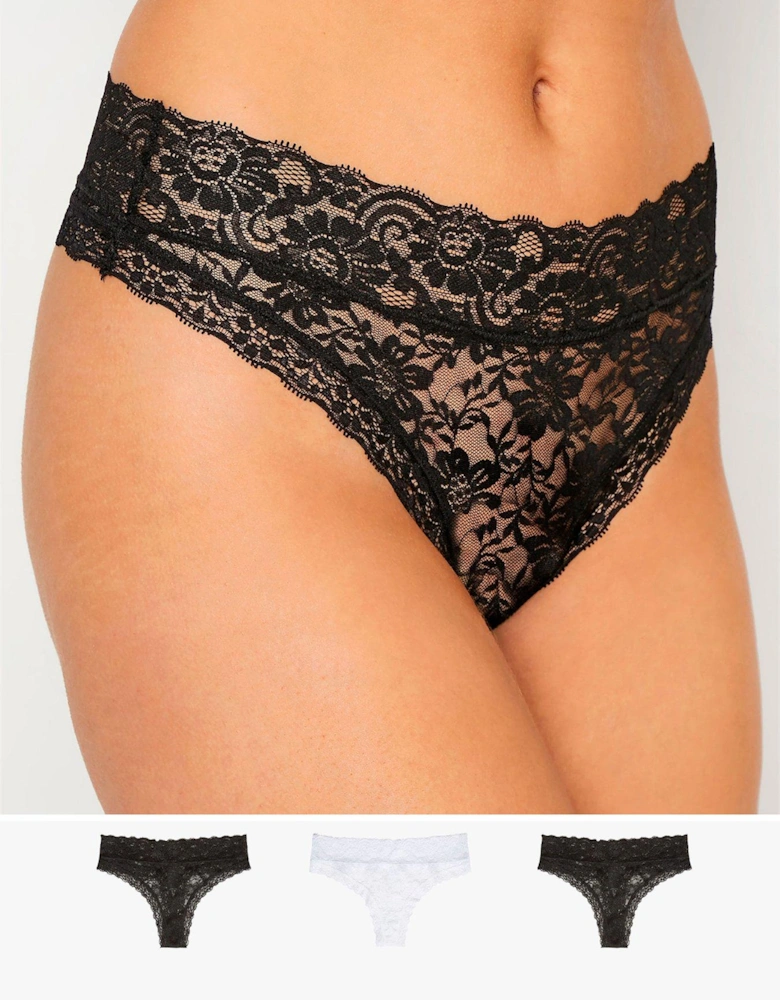 3 Pack Floral Lace Thong