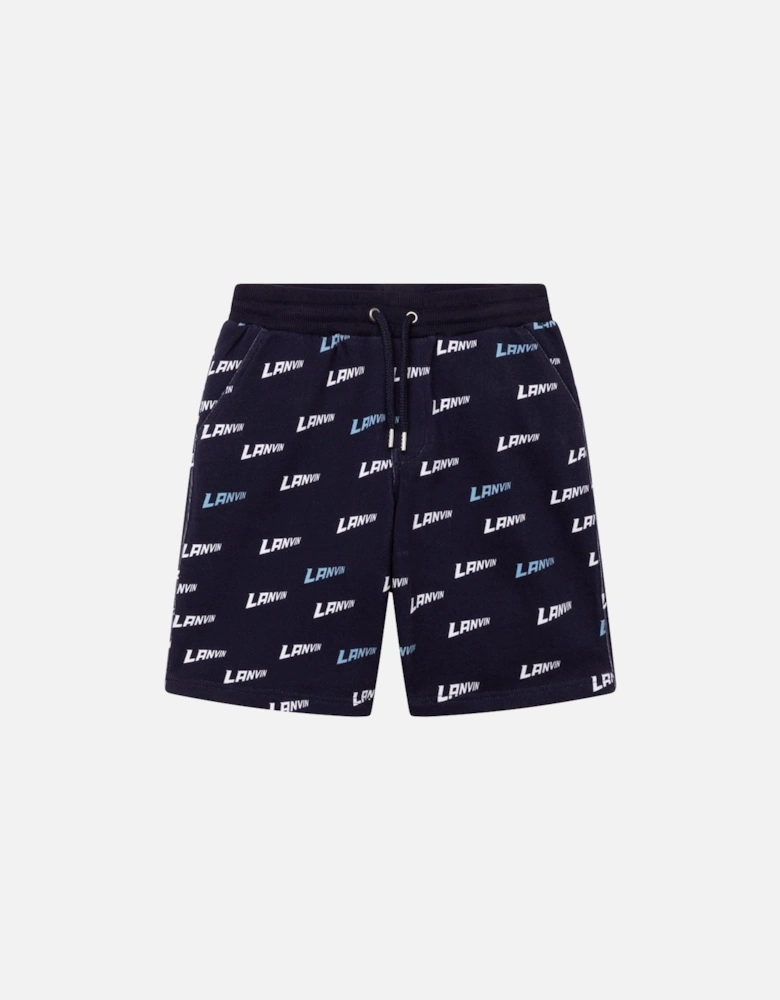 Boys Navy Logo Mania Shorts