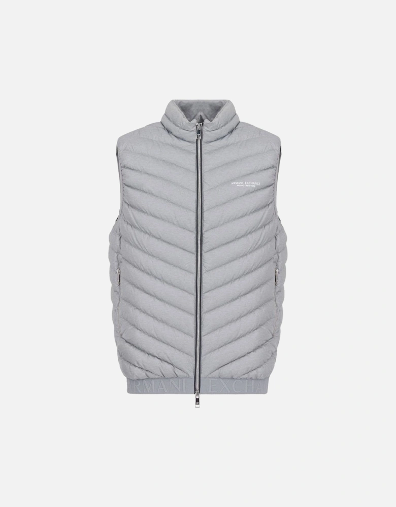 Mens Woven Down Gilet Melange Grey/navy