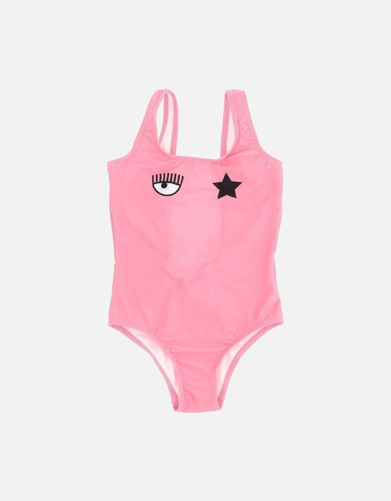 Girls Pink Logo Swimsuit