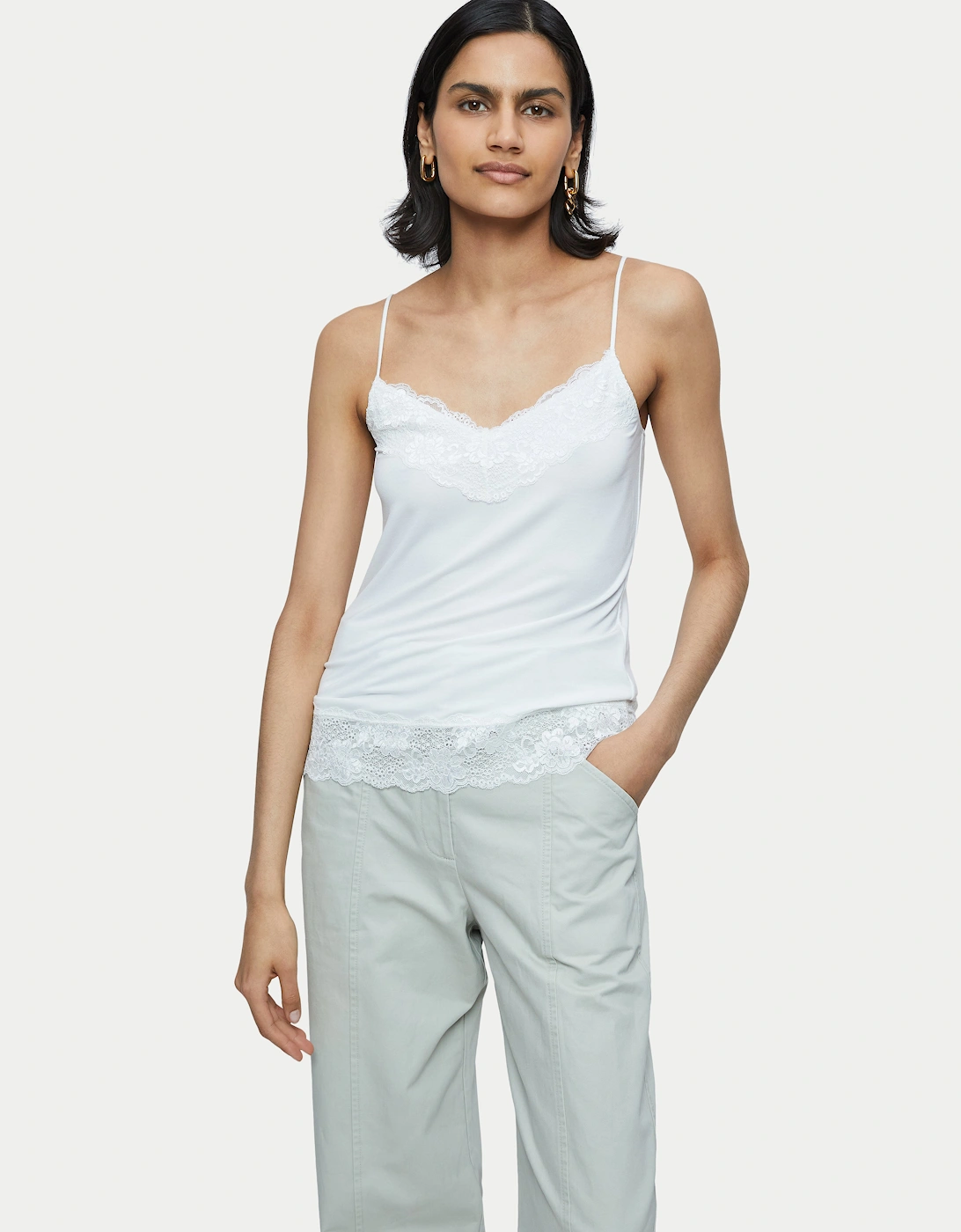 Modal Lace Vest | White