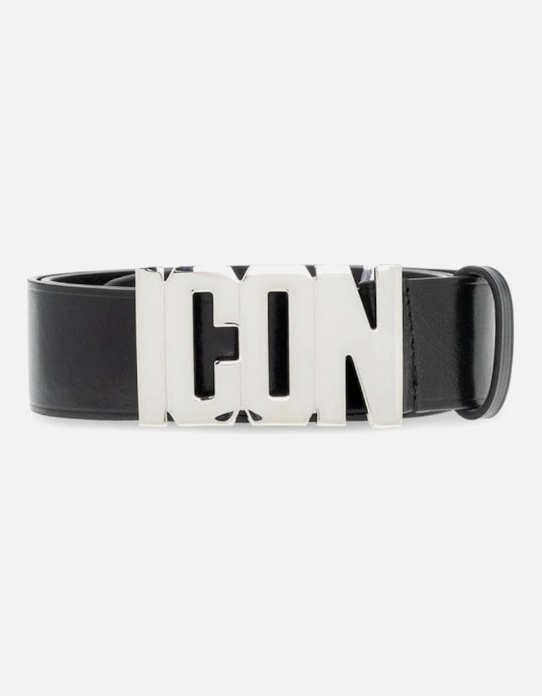 Leather ICON Buckle Black Belt