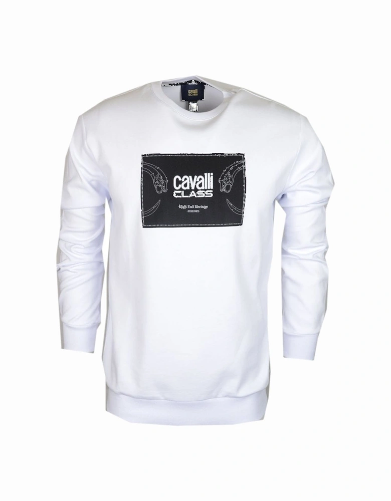 Cotton Embroidered Logo White Sweatshirt
