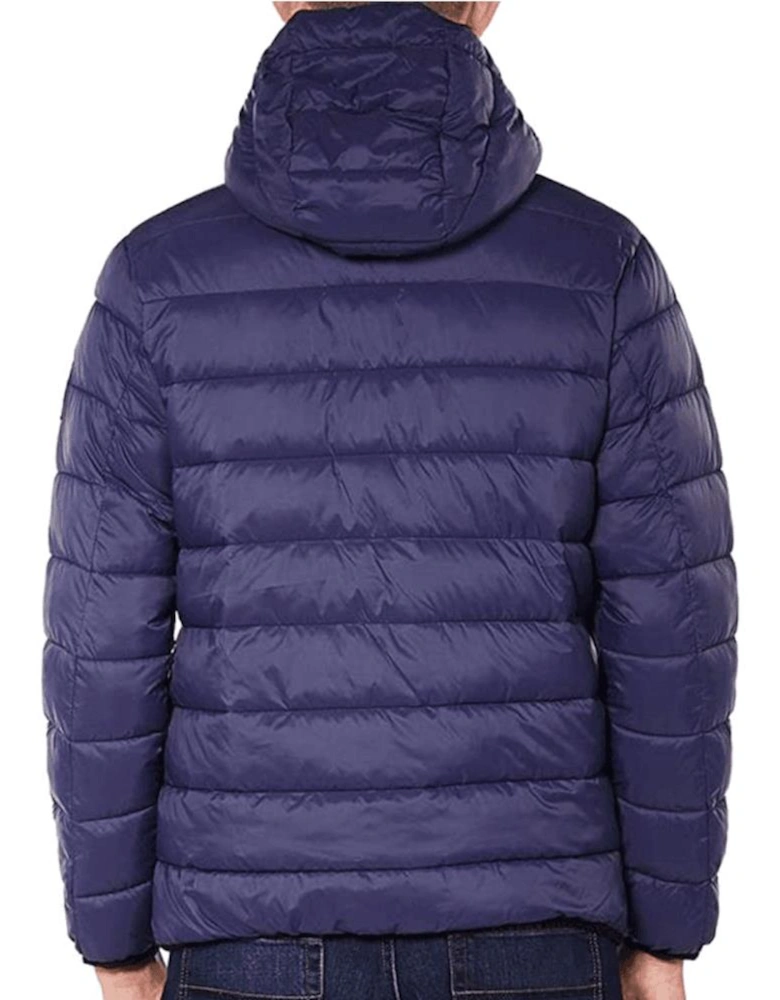 Frazier Nylon Zip Up Hooded Navy Puffer Jacket