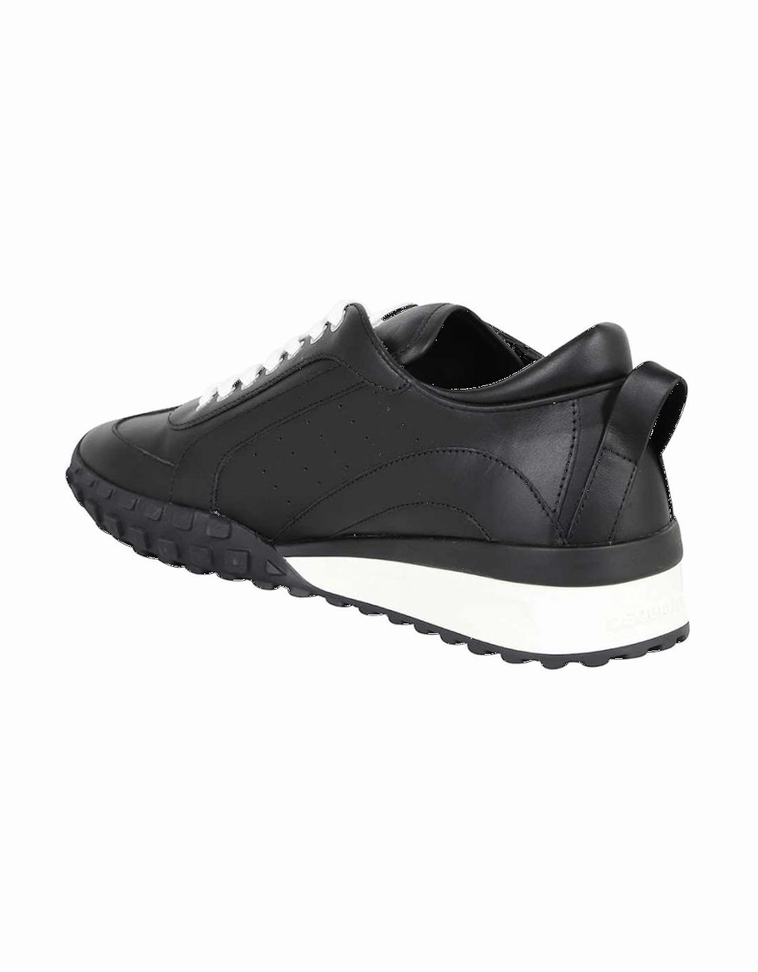 Black/White Leather Logo Trainers