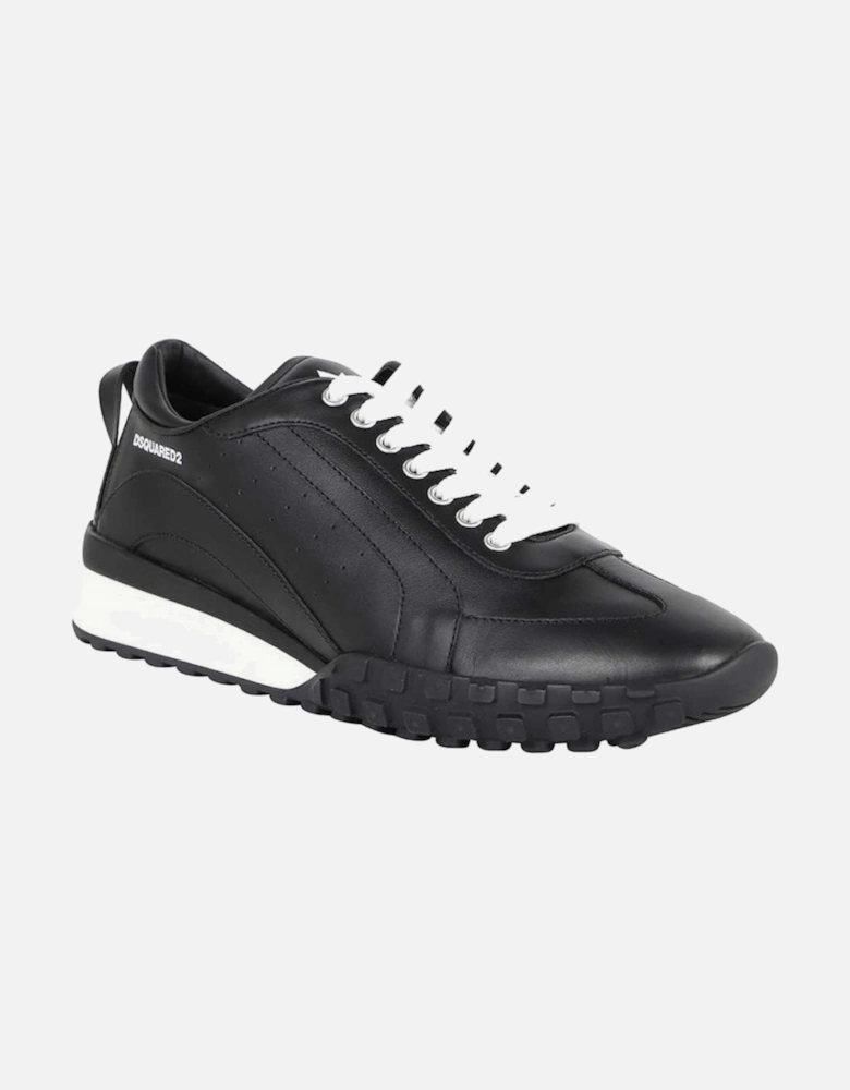 Black/White Leather Logo Trainers