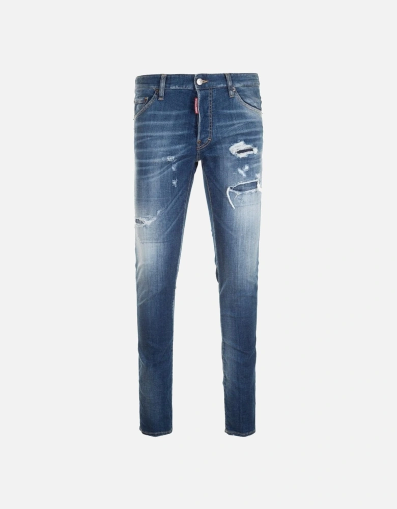 Cotton Distressed Mid Wash Cool Guy Jeans