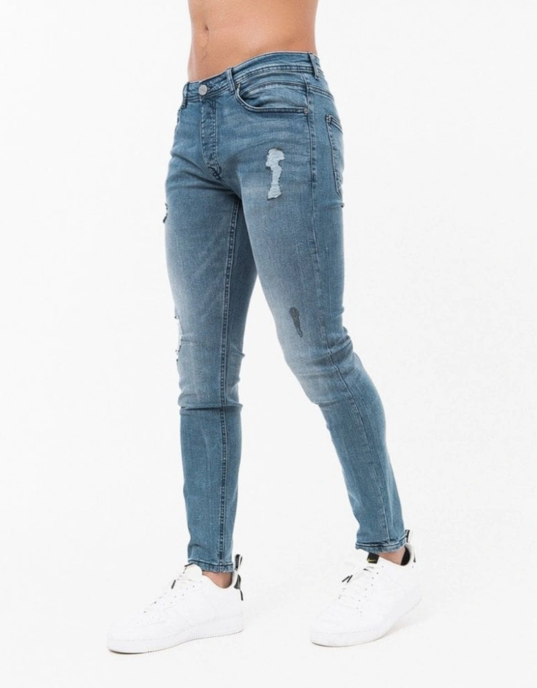 Blue Ripped Slim Fit Jeans