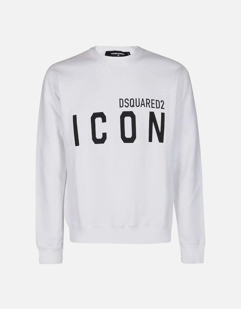 Cotton Printed Icon Logo White Sweatshirt