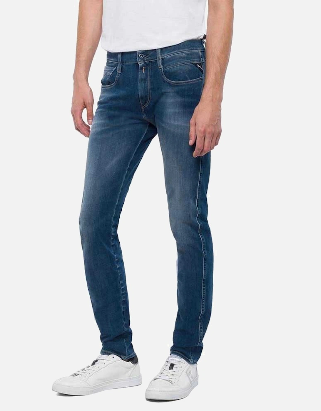Anbass Hyperflex Stretch Blue Mid Wash Slim Jeans, 3 of 2