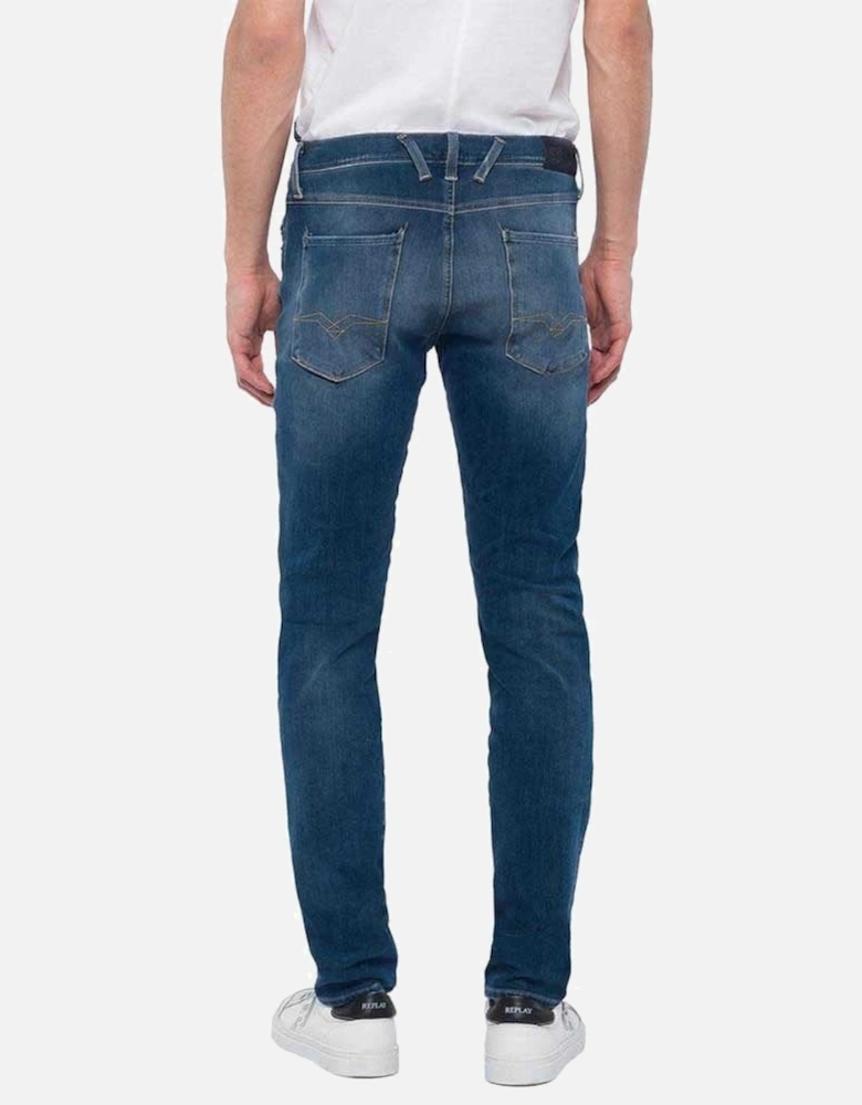 Anbass Hyperflex Stretch Blue Mid Wash Slim Jeans