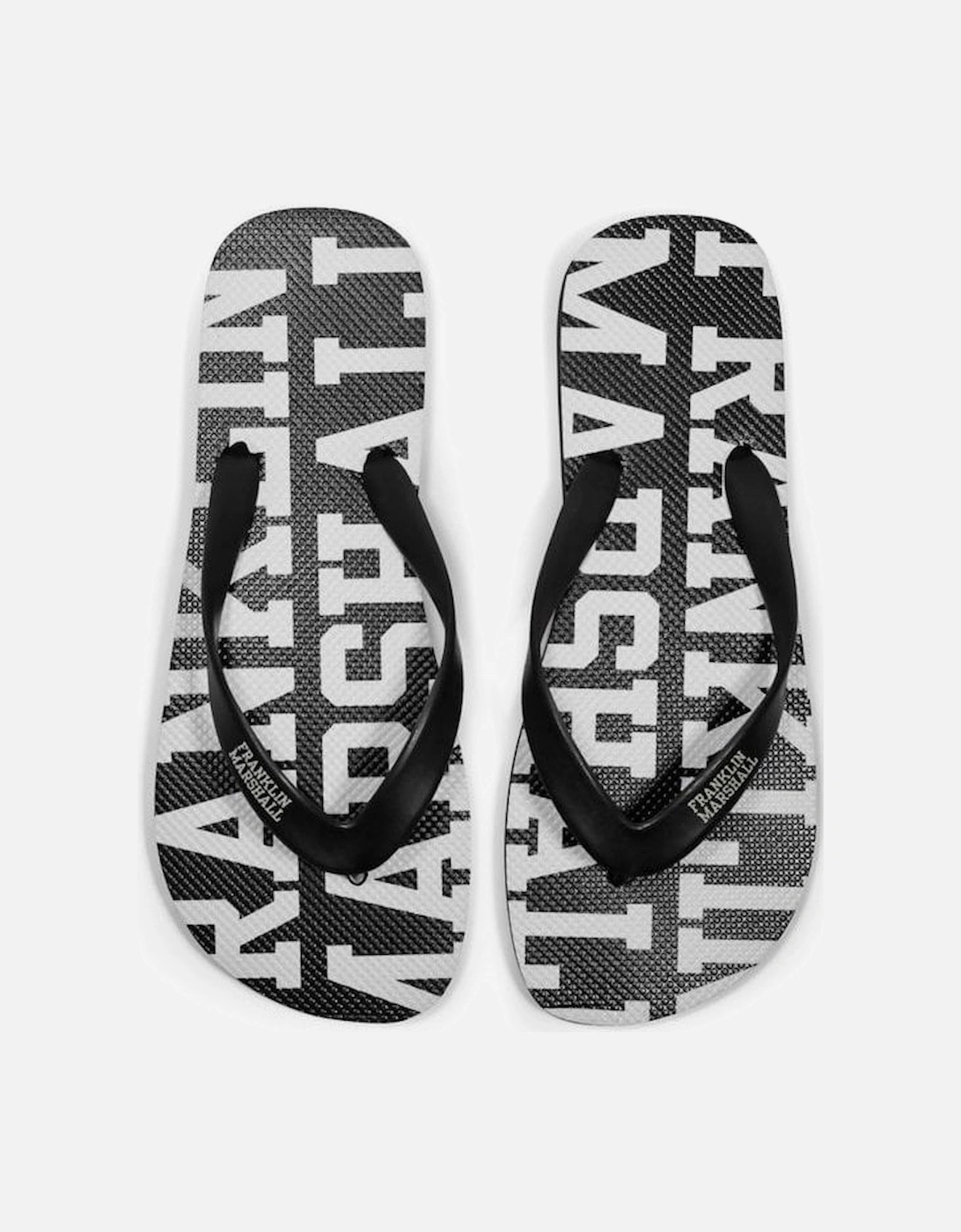 UA987 Unisex Rubber All Over Logo Black Thong Sandals, 4 of 3