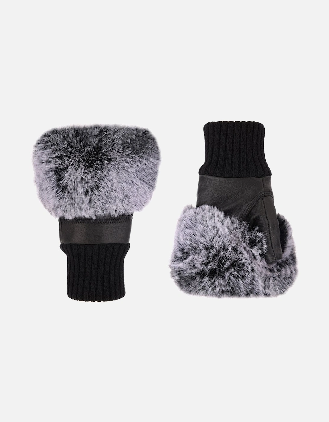 Black Faux Fur Fingerless Gloves, 2 of 1