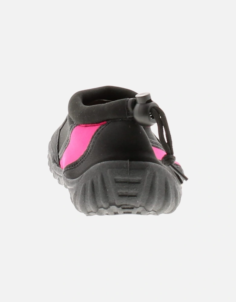 Womens Aqua Shoes Rockpool Slip On black pink UK Size