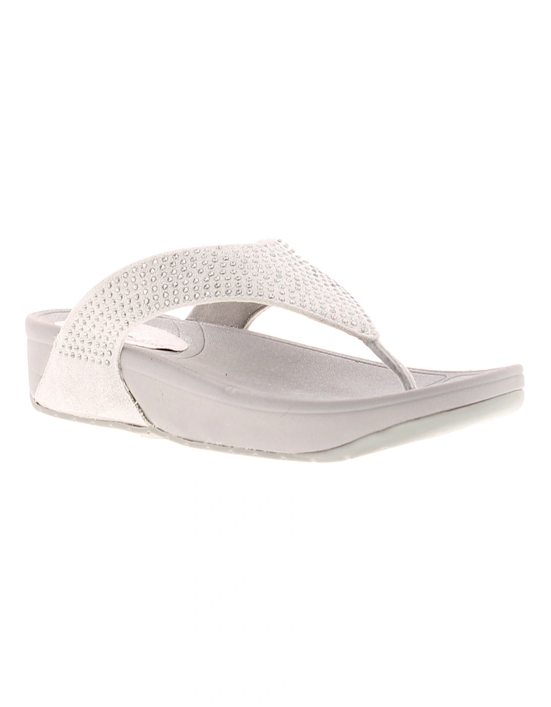 Womens Wedge Sandals Flick Slip On silver UK Size, 6 of 5