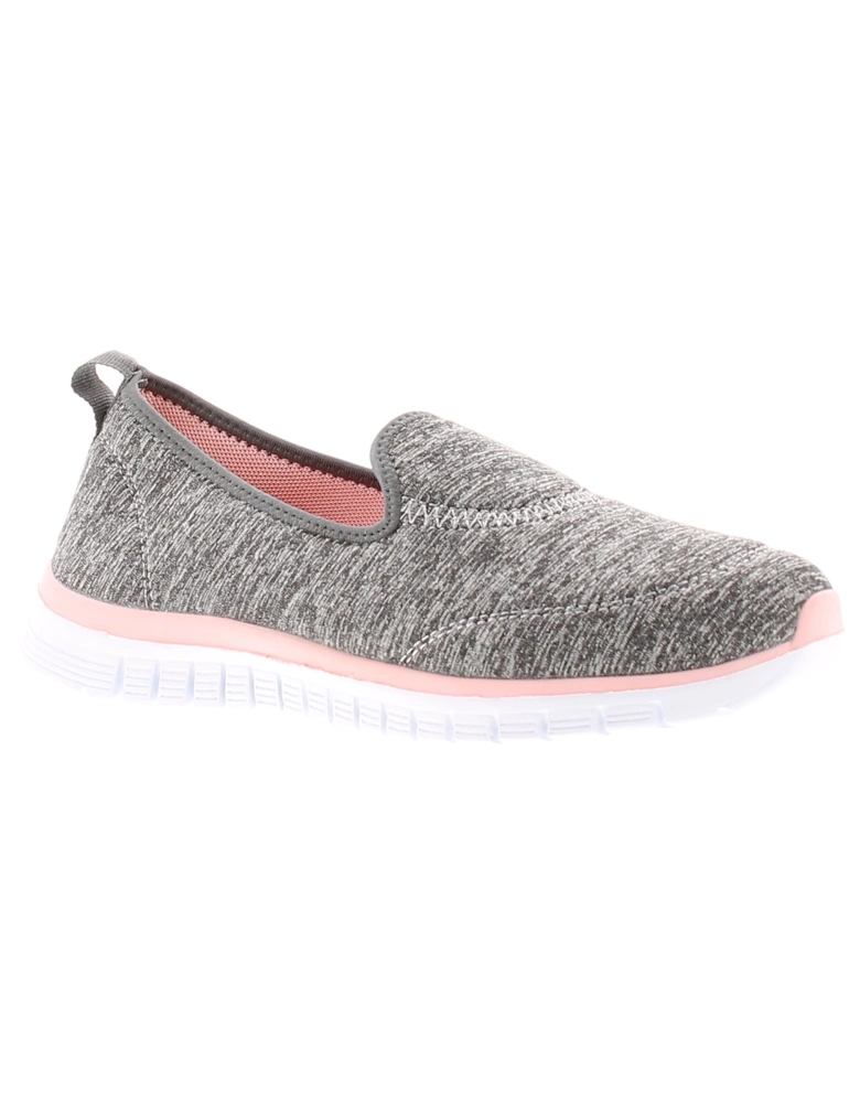 Womens Casual Trainers Stroll Slip On Lightweight Memory Foam Grey Pink UK