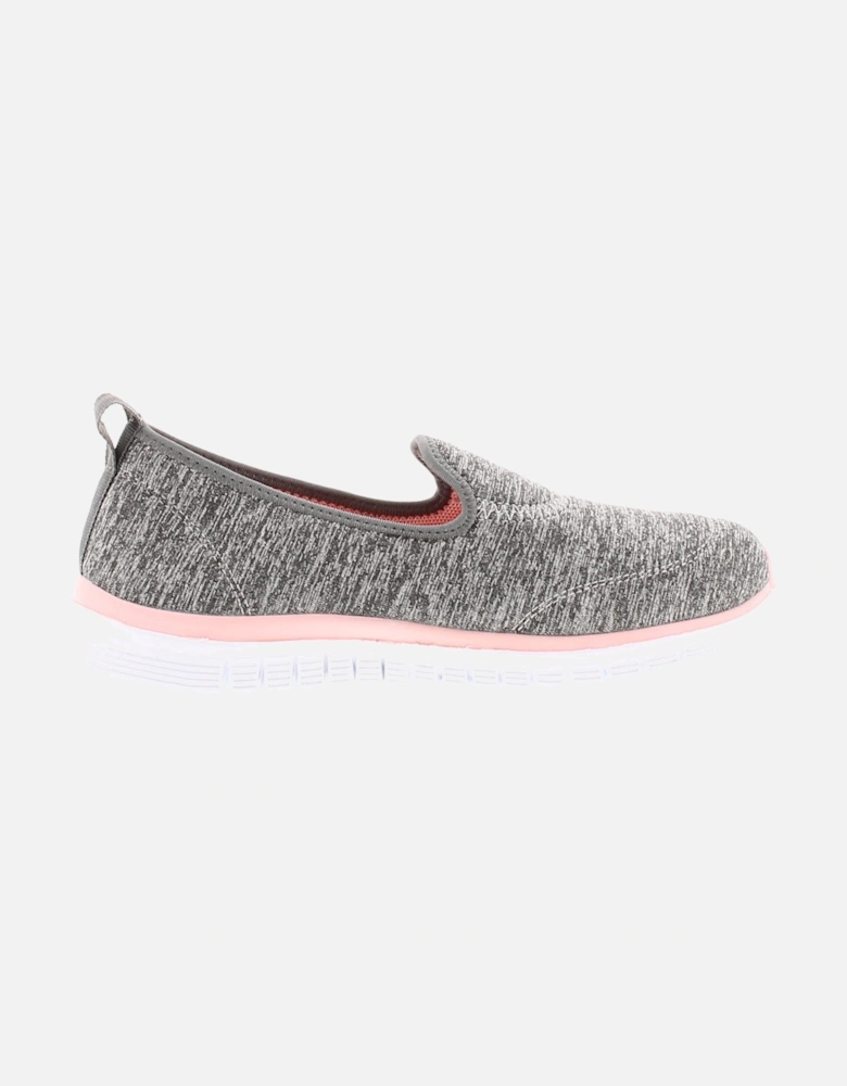 Womens Casual Trainers Stroll Slip On Lightweight Memory Foam Grey Pink UK