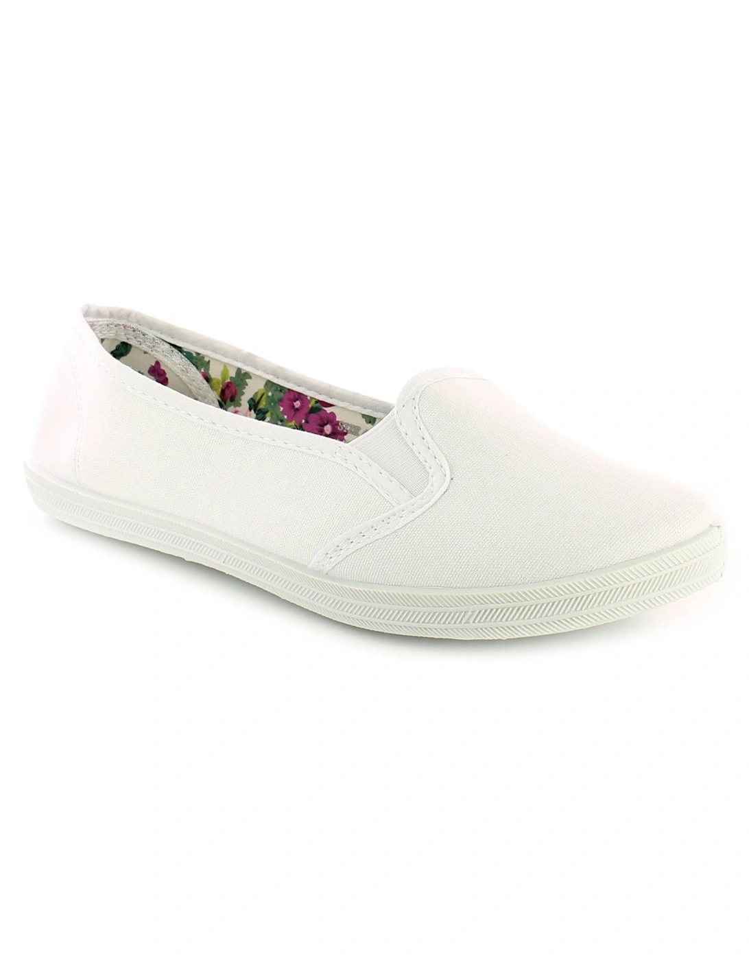 Womens Canvas Pumps Eleanor Slip On white UK Size, 6 of 5