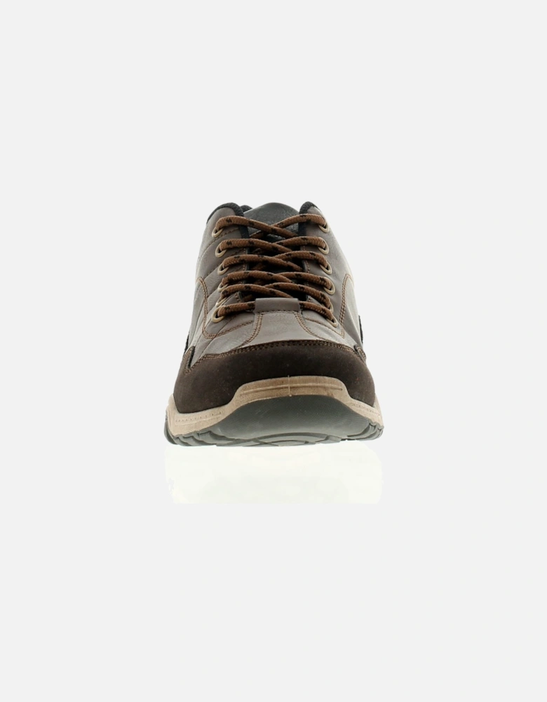Mens Walking Shoes Trainers Accent Lace Up brown UK Size
