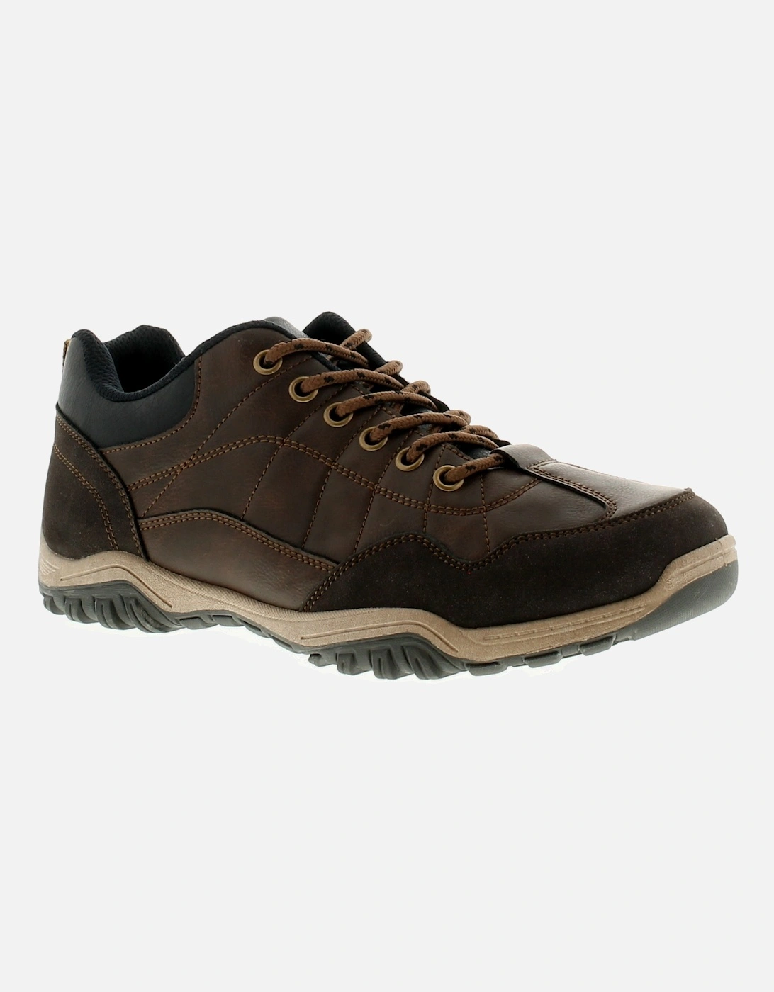 Mens Walking Shoes Trainers Accent Lace Up brown UK Size, 6 of 5