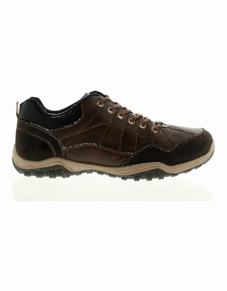 Mens Walking Shoes Trainers Accent Lace Up brown UK Size