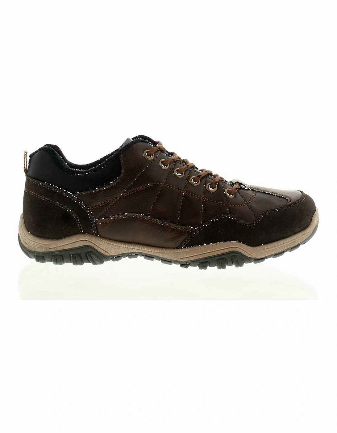 Mens Walking Shoes Trainers Accent Lace Up brown UK Size