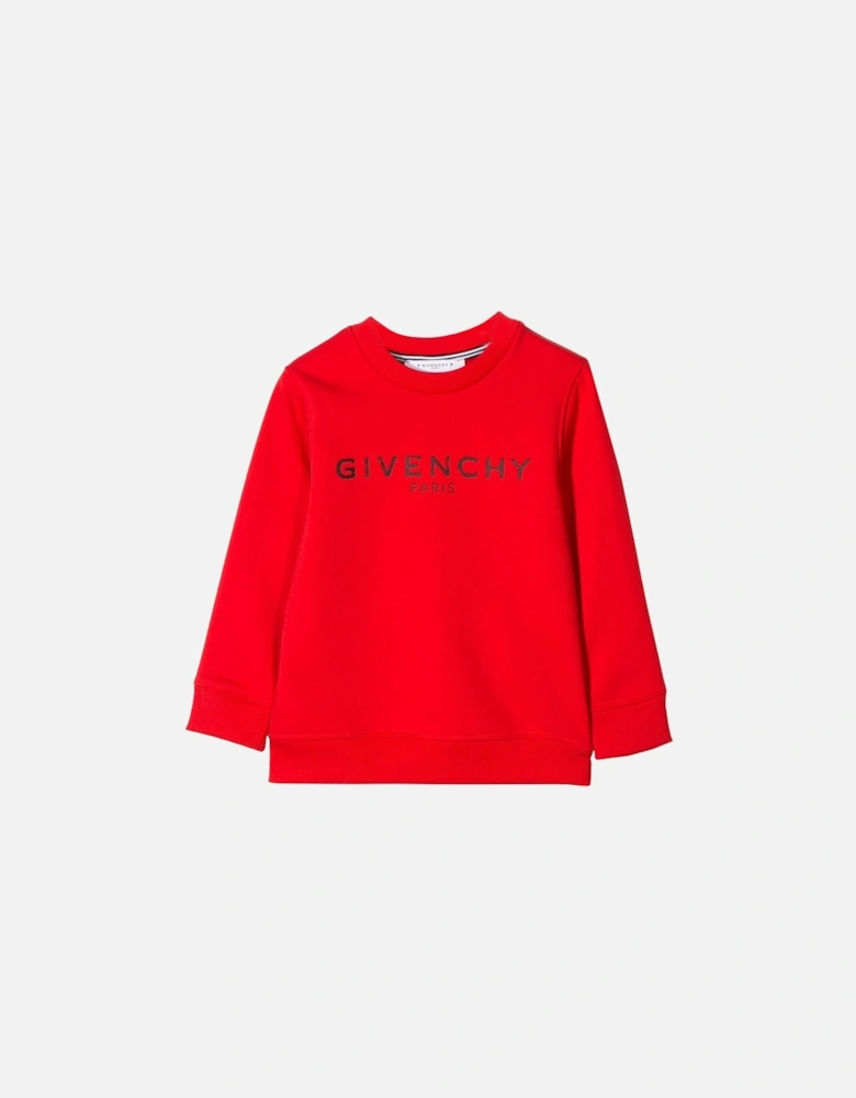 Girls Kids Logo Print Sweater Red